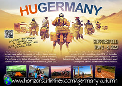 Horizons Unlimited Germany autumn 2023 postcard - English.