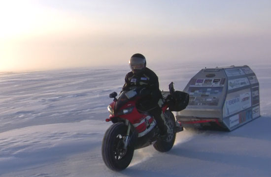Sjaak Lucassen riding on polar ice.