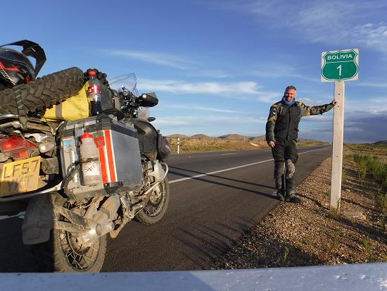 Mark Barrington and Bolivia road sign