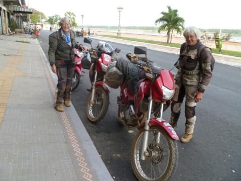 Sheonagh Ravensdale and Pat Thomson in Cambodia.