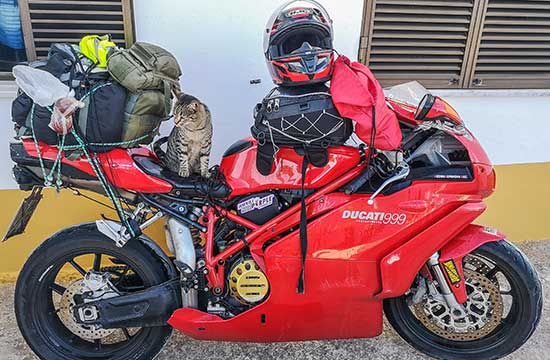 Fully loaded Ducati 999, ready for world travel