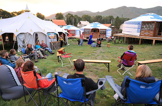 Musical entertainment at River Point Lodge, Mongolia.