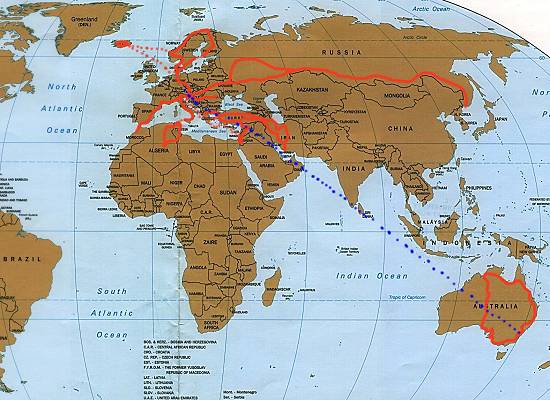 Map of Ivan Lipicnik's travels.