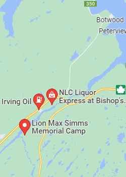 Lion Max Simms Camp, NFLD map.