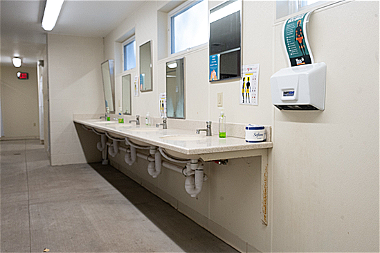 Sink area in the bathhouse.