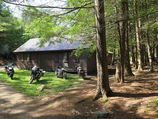 Bikes parked outside cabin at HU Ontario 2016.