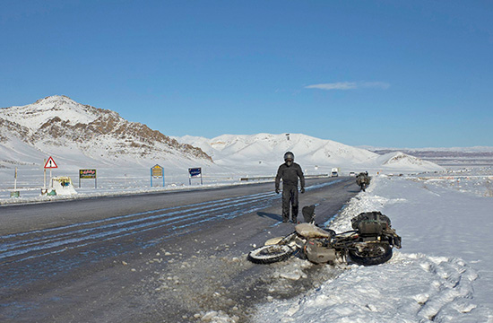 Dylan Reid on a winter road