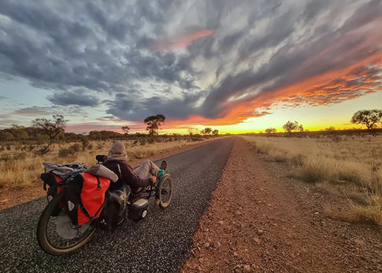 Radu Paltineanu, Recumbent trike at sunset, Australia