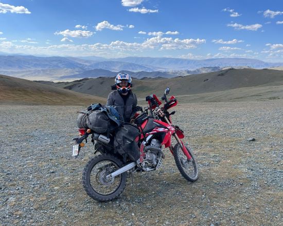 Ioana Tanase with motorcycle.