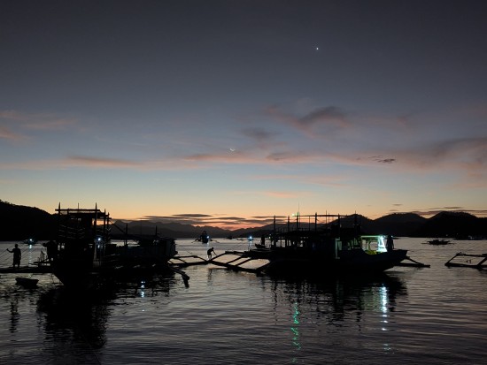 Marian Vulpe, boats anchored at dusk.