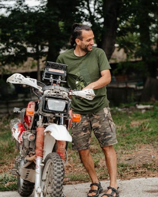 Marius Achim with motorcycle.