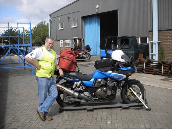 Dave preparing a bike for shipment