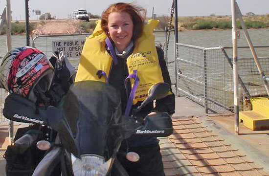 Sarah Taylor and bike on the ferry.