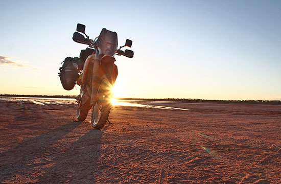 Andy White's bike at sunset