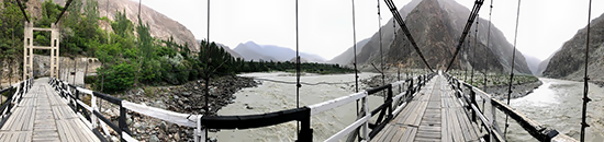 Bridge in northern Pakistan, panoramic