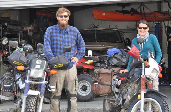 Rob and Kath Gordon, Fully loaded bikes.