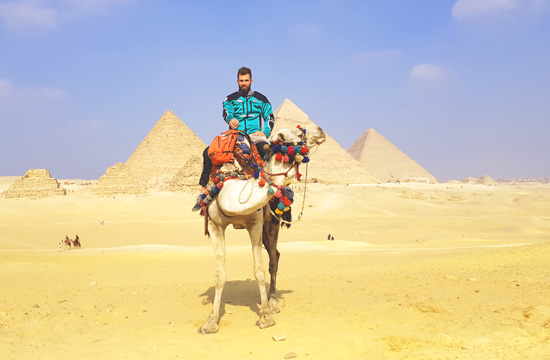 Andrew on a camel in Egypt
