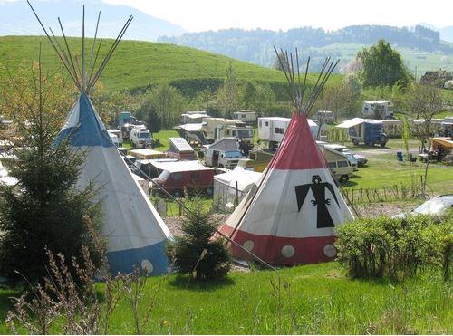 Tepees at Erlebnisbauernhof Gerbe, Switzerland.