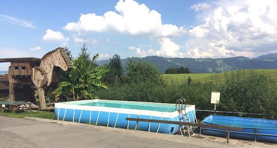 Swimming pool onsite at Erlebnisbauernhof Gerbe, Switzerland.