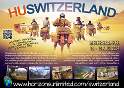 Horizons Unlimited Switzerland 2024 postcard, English.