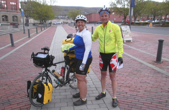 Beth Ann and David bicycle touring.