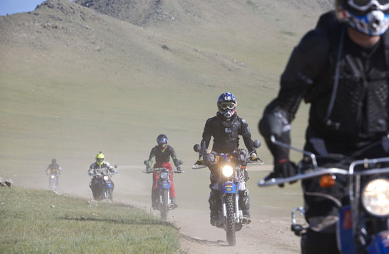 Line of riders in Mongolia
