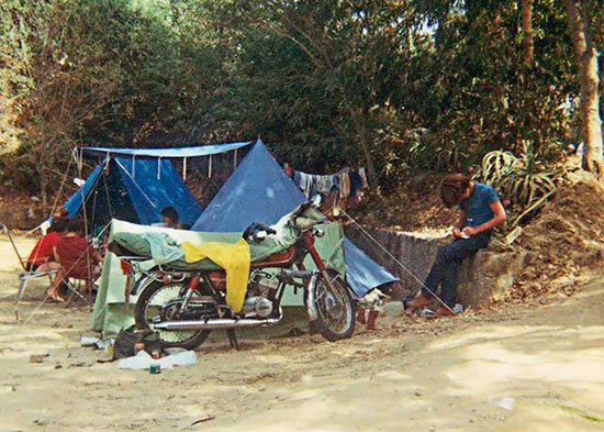 Stuart Holding and long-time friend camping, 1970.