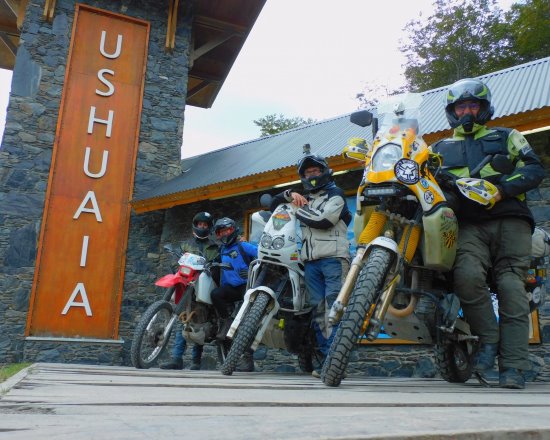 Daniel Byers with other travellers, Ushuaia.