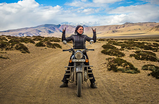 Viv Canini, 'Hang ten' in the Himalayas.