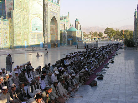 Outdoor evening prayers at Shrine of Hazrat-Ali