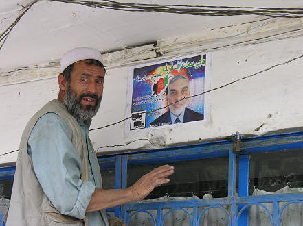 Putting up posters for the upcoming elections