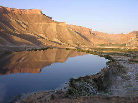 Morning view over Banda-e Amir, with its natural dam wall