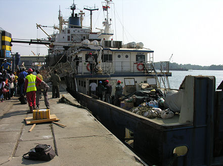 The boat runs Soyo to Cabinda Tues and Thur, other direction Mon and Fri.