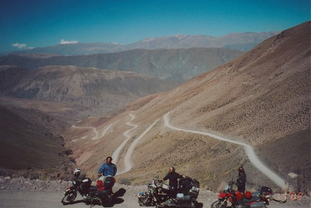 Heading up the switch back dirt to 4200m on the Paso De Jama to Chile