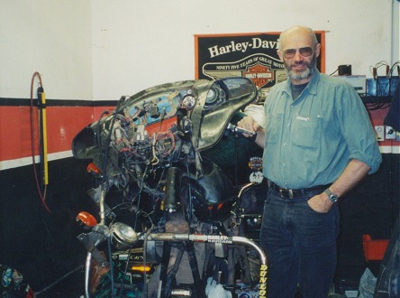 Front end dismembered to fit new springs and steering head bearings