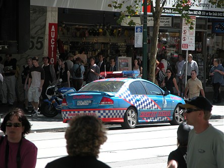 Flashy police car in a Melbourne street scene