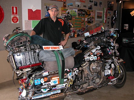 Andy of Andy Strapz, his straps donated for our motorcycle
