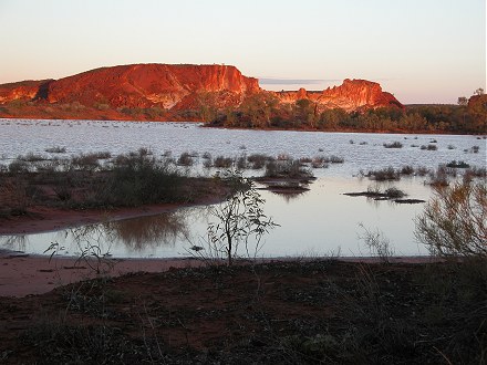 An unusual lake in front of Rainbow Valley