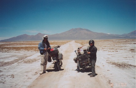 The beginning of the salt pans we had to ride across