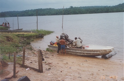 Another river crossing another boat to load the bike in and out of