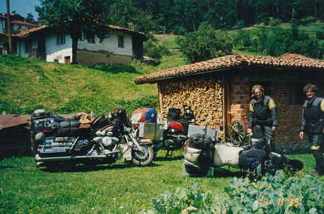 Anke's first dropping of her motorcycle, a little embarassing