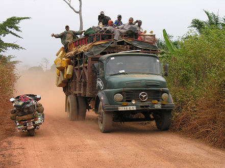 Loaded truck along the logging truck road