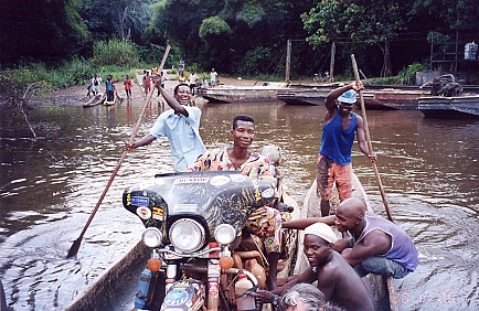 Enjoying the crossing, riding the motorcycle