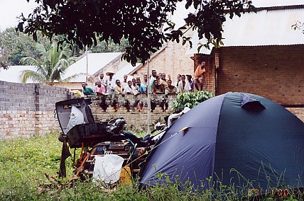 Camped at the Ango Mission waiting for four days for fuel
