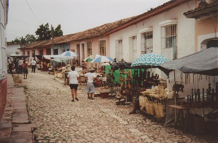 The now touristy town of Trinidad, buildings restored to reflect its past