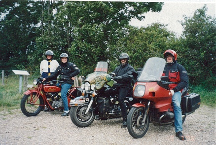 An Indian, Harley and BMW out for a ride