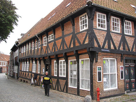 Old wood and brick building in Ribe