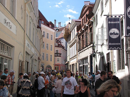 Busy streets of Tallinn when a cruise ship visits