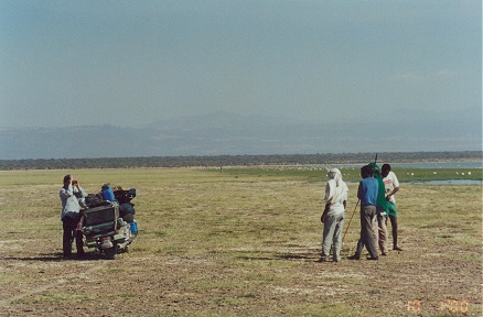 Viewing flamingos, locals hassling us for money to make the birds fly