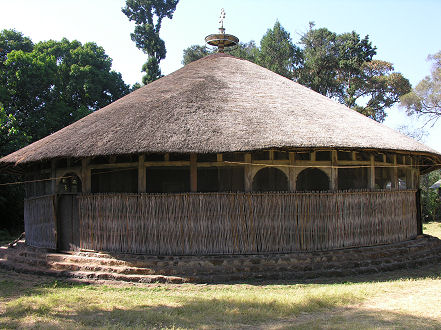 A round church at an island monastery in Lake Tana